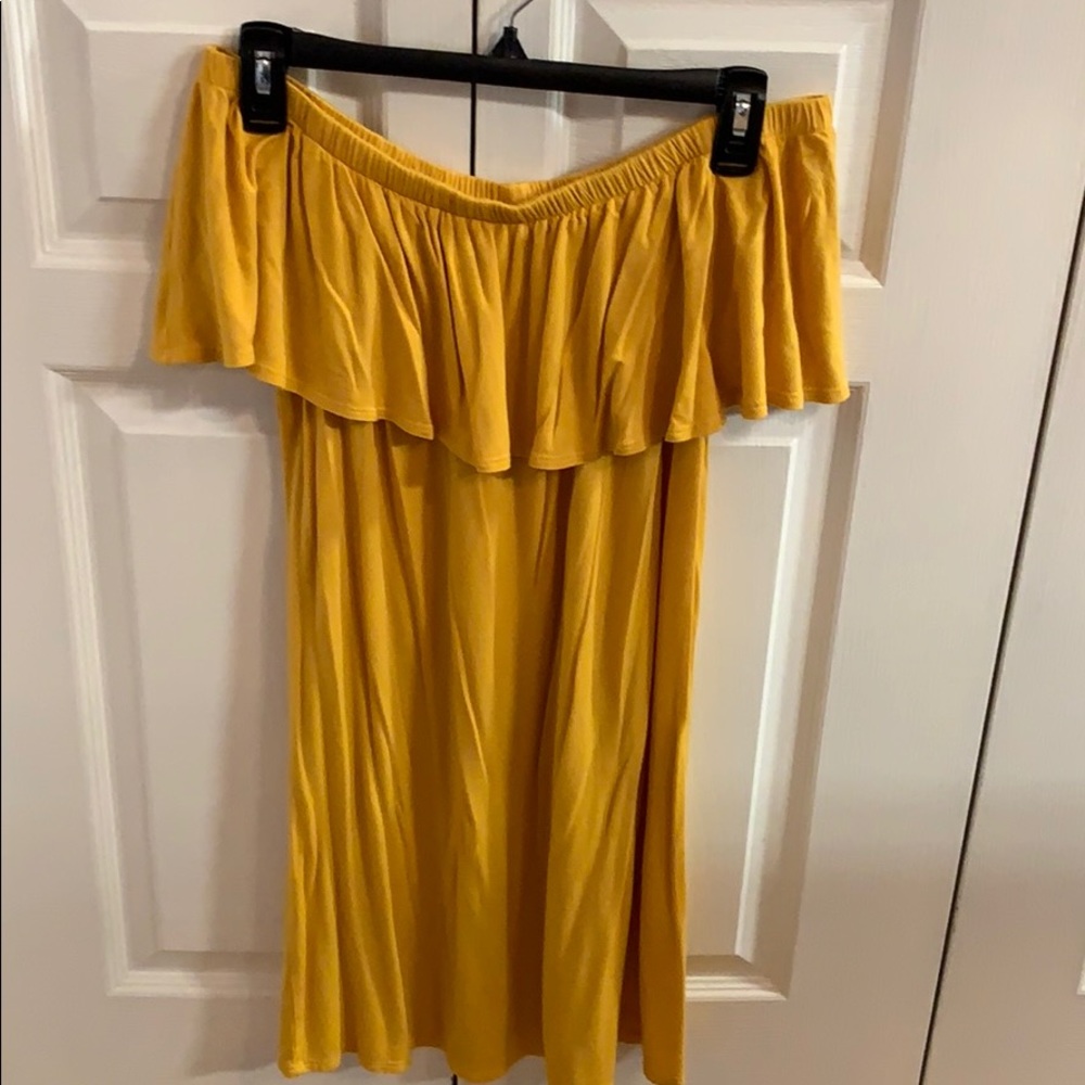 Gold off the shoulder knit top